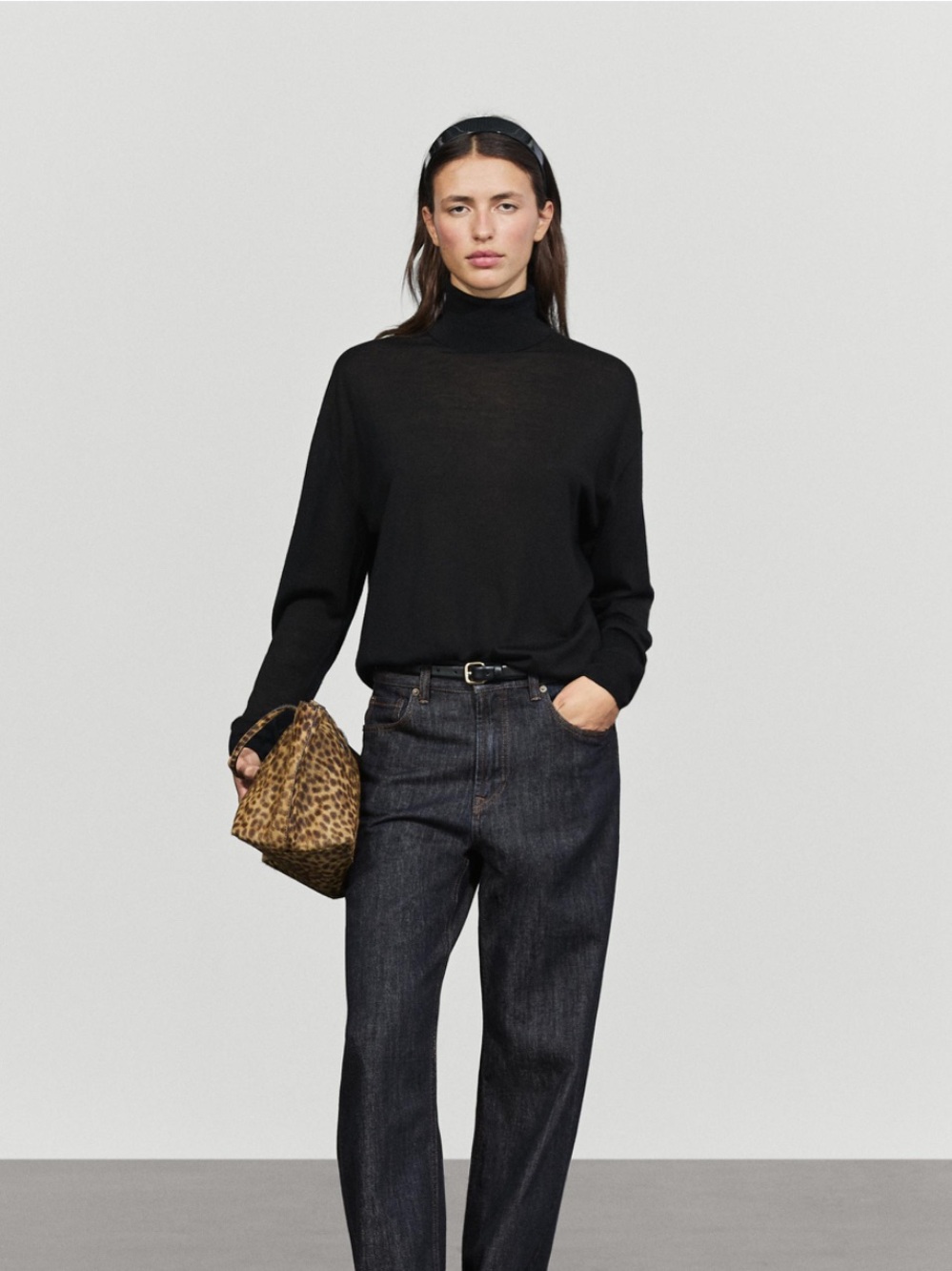 Zara NWT black 100% WOOL TURTLENECK KNIT SWEATER 9598/107